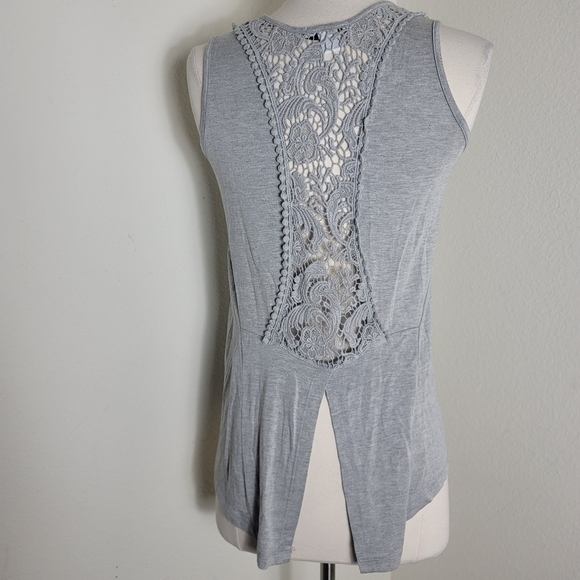 Bar III Grey Crochet Tank Top - Picture 3 of 4